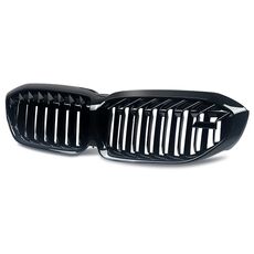 BMW G20 G21 3 Series Front Kidney Grille M5 Style Double Slats Carbon Fiber Look / Gloss Black 2019–2021, Color: Glossy Black