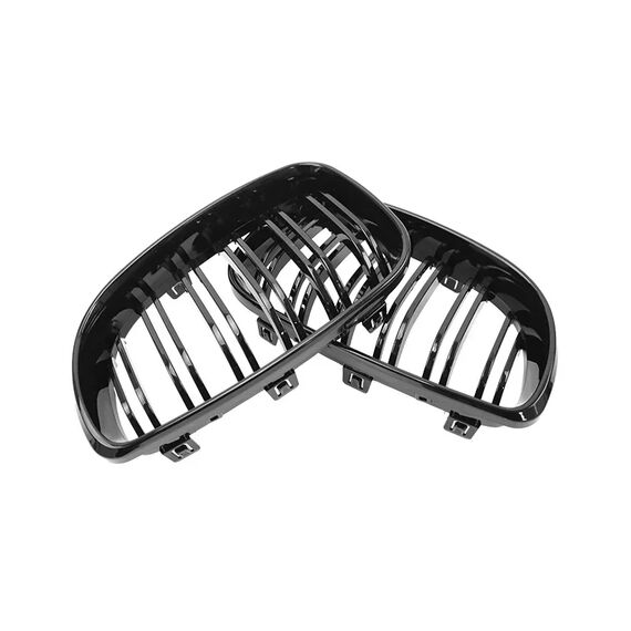 BMW E81 E87 E82 E88 128i 130i 135i Front Bumper Kidney Grille Racing Gloss Black Dual Slats 07-11, 3 image BMW E81 E87 E82 E88 128i 130i 135i Front Bumper Kidney Grille Racing Gloss Black Dual Slats 07-11, 3 image