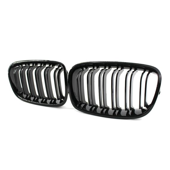 Gloss Black Front Bumper Kidney Grille for BMW 1 Series F20 F21 2011-2014 Double Slat Racing Grills Replacement