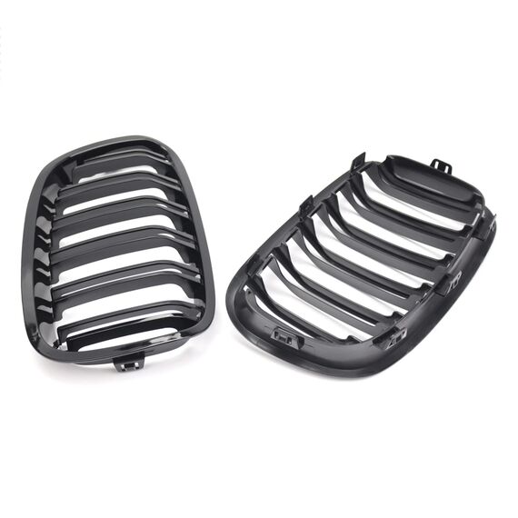 Gloss Black Front Bumper Kidney Grille for BMW 1 Series F20 F21 2011-2014 Double Slat Racing Grills Replacement, 2 image Gloss Black Front Bumper Kidney Grille for BMW 1 Series F20 F21 2011-2014 Double Slat Racing Grills Replacement, 2 image