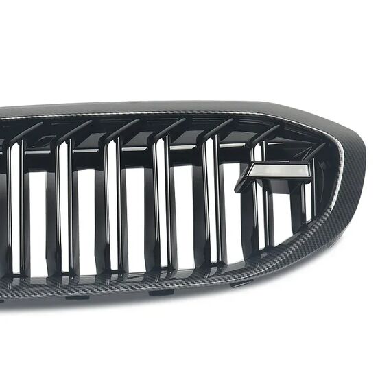 BMW G20 G21 3 Series Front Kidney Grille M5 Style Double Slats Carbon Fiber Look / Gloss Black 2019–2021, Color: Glossy Black, 5 image BMW G20 G21 3 Series Front Kidney Grille M5 Style Double Slats Carbon Fiber Look / Gloss Black 2019–2021, Color: Glossy Black, 5 image