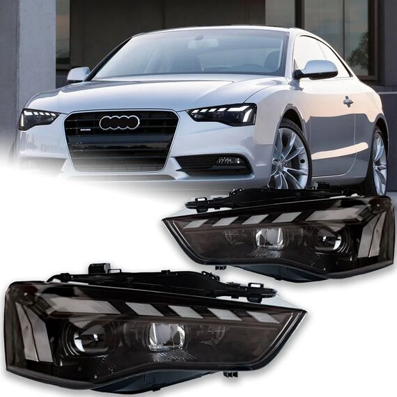 LED Projector Headlights with Animation DRL for Audi A5 2012–2016 Bi‑Xenon Beam, Plug & Play, 2 image LED Projector Headlights with Animation DRL for Audi A5 2012–2016 Bi‑Xenon Beam, Plug & Play, 2 image