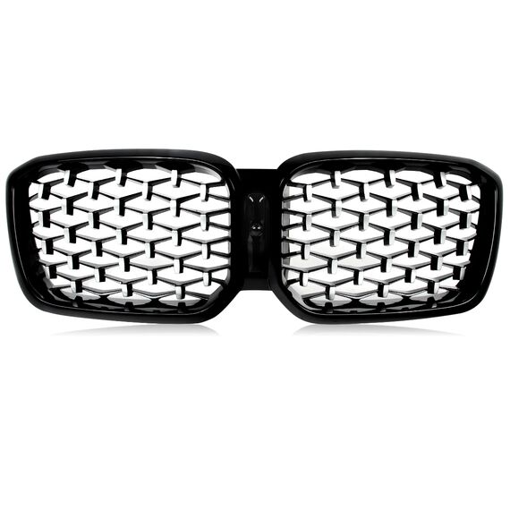 Diamond Style Front Kidney Grille Chrome+Black for BMW X3 G01 X4 G02 2022–2024 M40i M Sport
