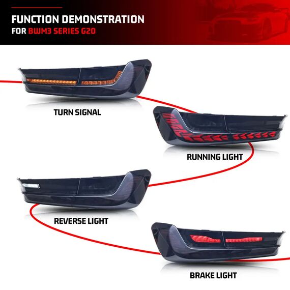 LED GTS Sequential Tail Lights for BMW 3 Series G20 G28 G80 Saloon 2019–2024, 5 image LED GTS Sequential Tail Lights for BMW 3 Series G20 G28 G80 Saloon 2019–2024, 5 image