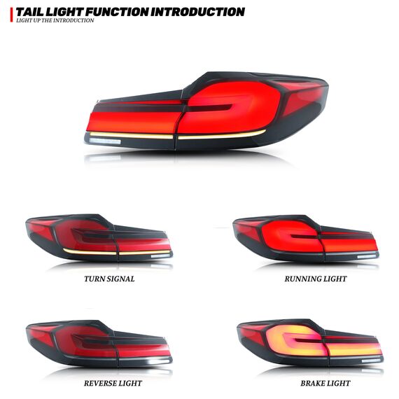 LED Facelift Sequential Tail Lights for BMW G30 F90 M5 5-Series 2017–2020, 5 image LED Facelift Sequential Tail Lights for BMW G30 F90 M5 5-Series 2017–2020, 5 image