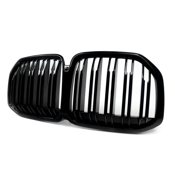 Gloss Black Dual Slats Front Bumper Grille for BMW X7 G07 M50i 2019–2022, 4 image Gloss Black Dual Slats Front Bumper Grille for BMW X7 G07 M50i 2019–2022, 4 image