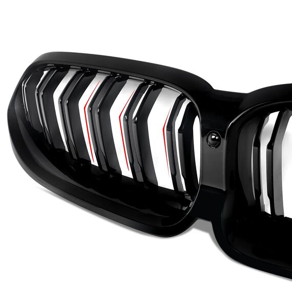 Gloss Black Dual Slats Front Bumper Grille for BMW 8 Series G14 G15 G16 2023–2024, 3 image Gloss Black Dual Slats Front Bumper Grille for BMW 8 Series G14 G15 G16 2023–2024, 3 image