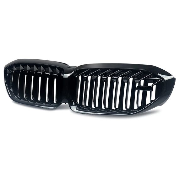BMW G20 G21 3 Series Front Kidney Grille M5 Style Double Slats Carbon Fiber Look / Gloss Black 2019–2021, Color: Glossy Black