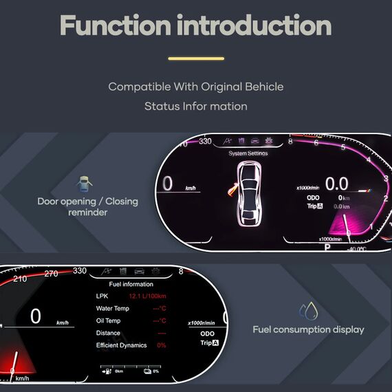 12.3" LCD Digital Dashboard Virtual Cockpit for BMW 3 4 Series F30 F31 F34 F32 F33 F36 HD Instrument Cluster 1920x720, 5 image 12.3" LCD Digital Dashboard Virtual Cockpit for BMW 3 4 Series F30 F31 F34 F32 F33 F36 HD Instrument Cluster 1920x720, 5 image