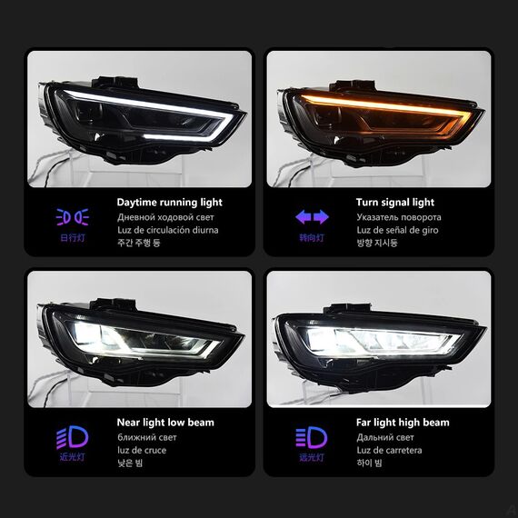 LED Projector Headlights with DRL for Audi A3 8V 2014–2016 Plug & Play Upgrade, Type: For Original Xenon, 4 image LED Projector Headlights with DRL for Audi A3 8V 2014–2016 Plug & Play Upgrade, Type: For Original Xenon, 4 image
