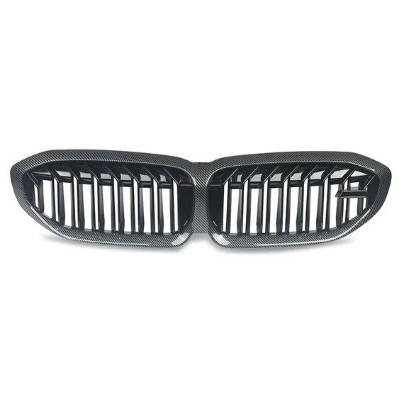 BMW G20 G21 3 Series Front Kidney Grille M5 Style Double Slats Carbon Fiber Look / Gloss Black 2019–2021, Color: Glossy Black, 7 image BMW G20 G21 3 Series Front Kidney Grille M5 Style Double Slats Carbon Fiber Look / Gloss Black 2019–2021, Color: Glossy Black, 7 image