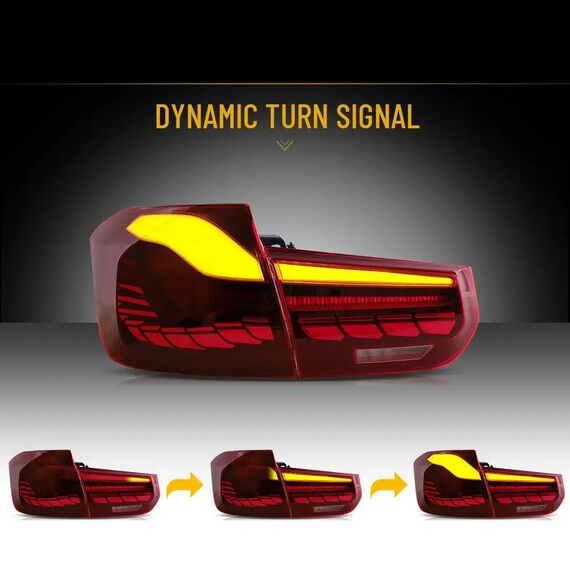 Red OLED GTS Style LED Tail Lights for BMW 3 Series F30 F35 F80 2012–2018 Sequential Signal, 2 image Red OLED GTS Style LED Tail Lights for BMW 3 Series F30 F35 F80 2012–2018 Sequential Signal, 2 image