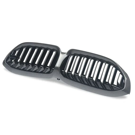 BMW G20 G21 3 Series Front Kidney Grille M5 Style Double Slats Carbon Fiber Look / Gloss Black 2019–2021, Color: Glossy Black, 6 image BMW G20 G21 3 Series Front Kidney Grille M5 Style Double Slats Carbon Fiber Look / Gloss Black 2019–2021, Color: Glossy Black, 6 image